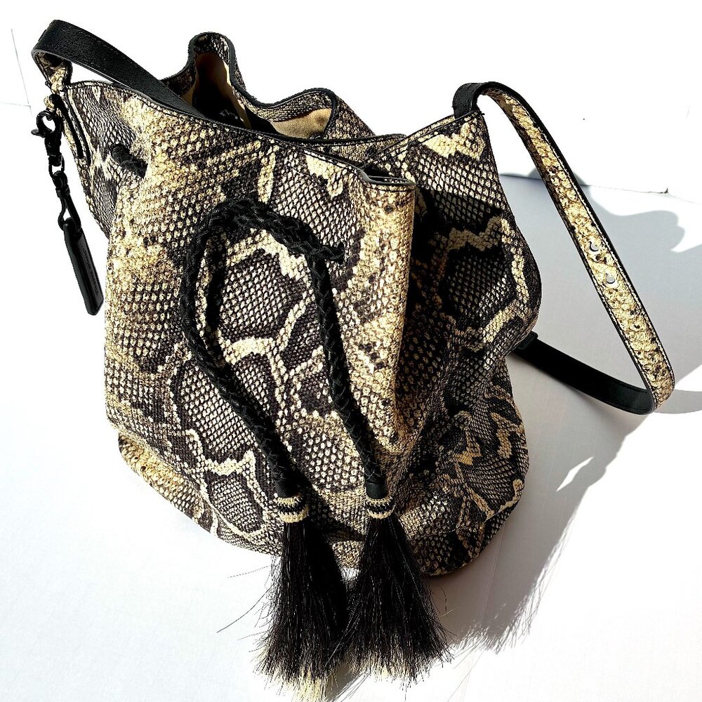 Loeffler Randall Tasseled Python Effect Leather B… - image 1